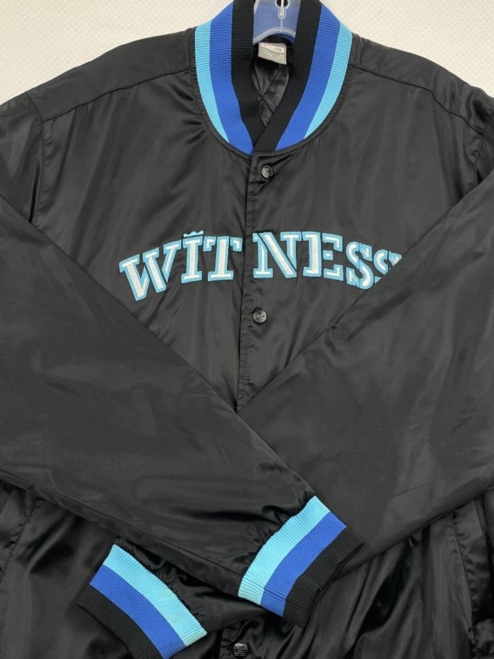Nike LeBron Witness Satin Black Blue Bomber Jacket Men XXL Vintage Basketball